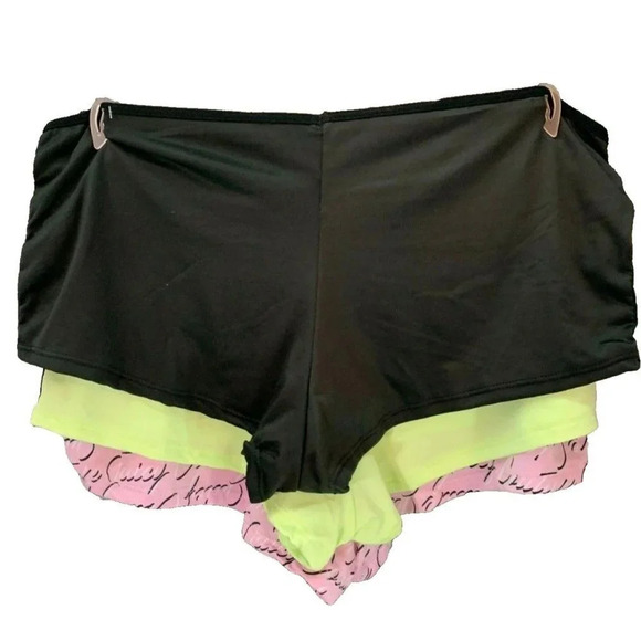 Juicy Couture Plus 2X Script Print- Neon Yellow- Black Side Logo Cheeky Panties - Picture 3 of 6